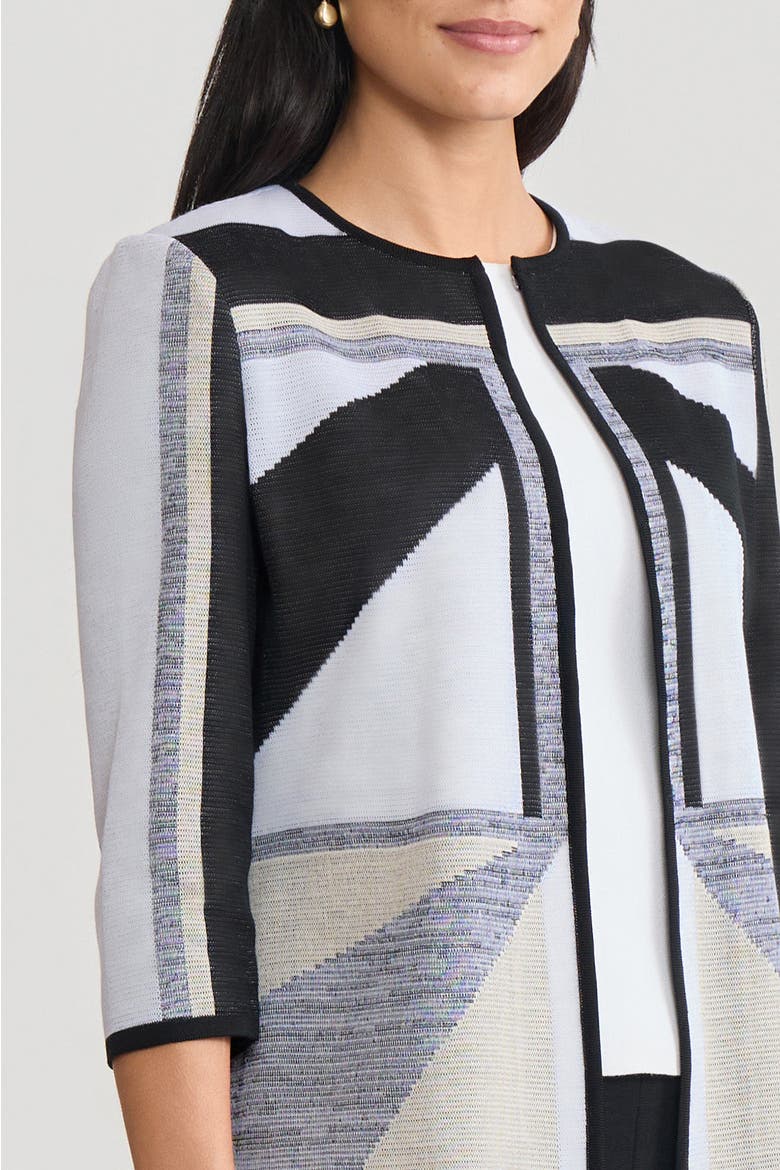 Heritage Colorblock Intarsia Knit Jacket, Alternate, color, Limestone/Black/White