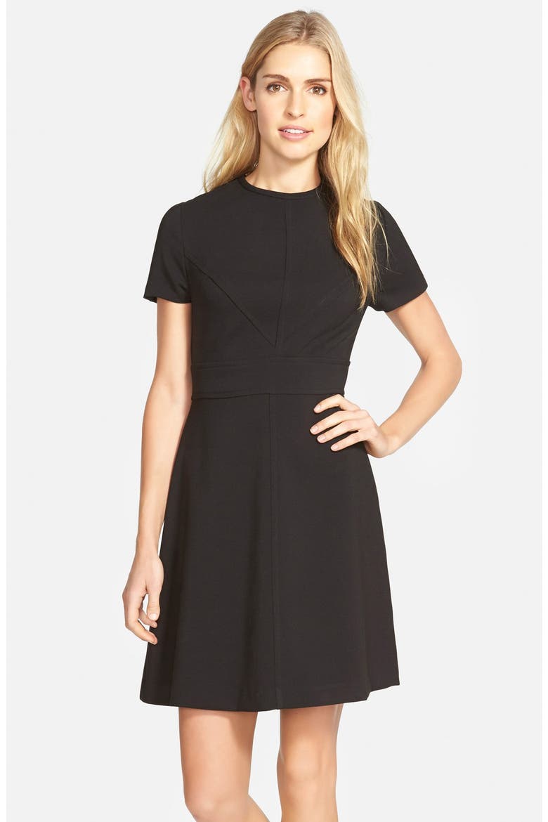 Seam Detail Crepe A-Line Dress, Main, color, BLACK