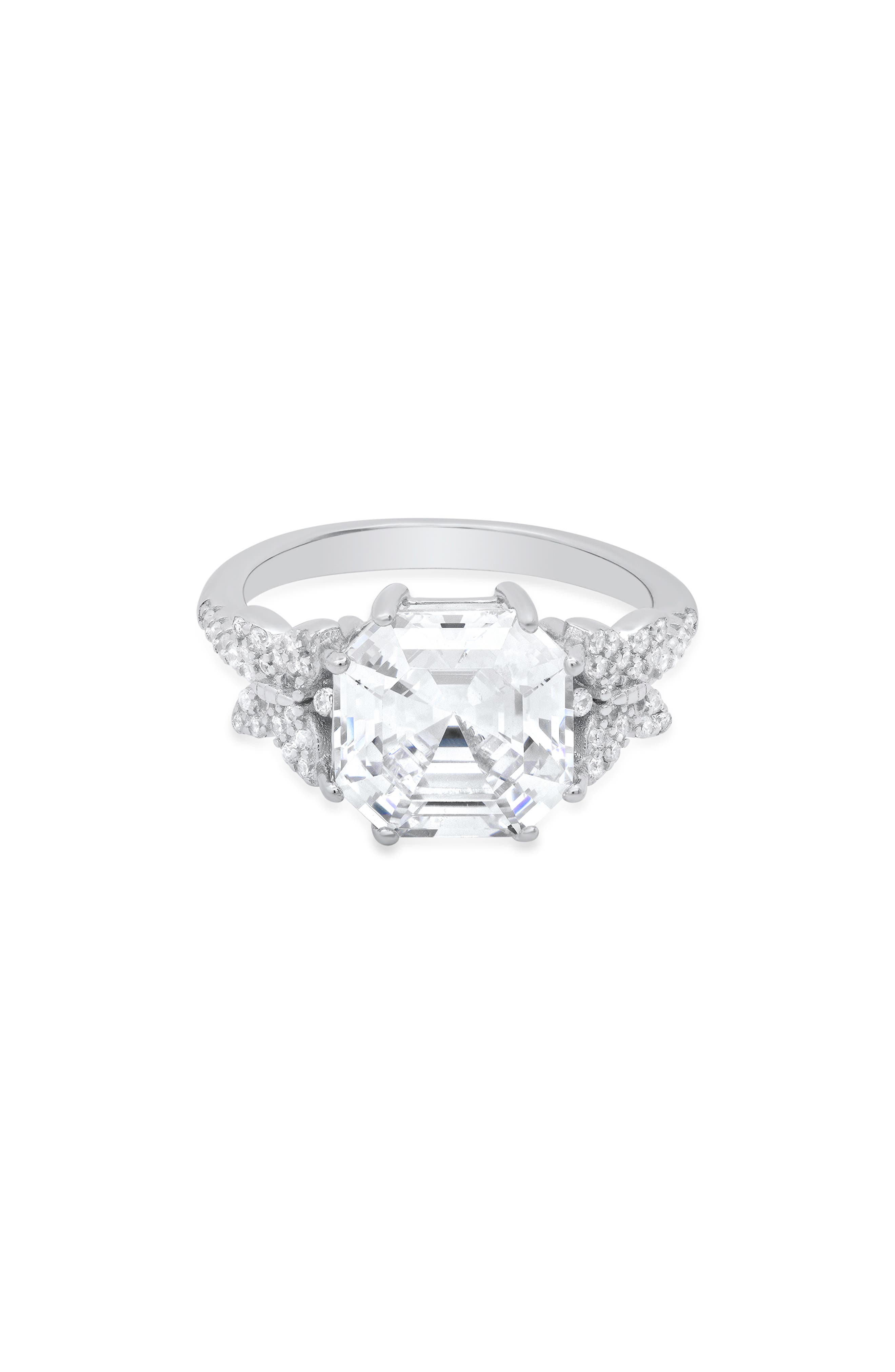 Queen Jewels Sterling Silver Asscher Cut CZ Ring