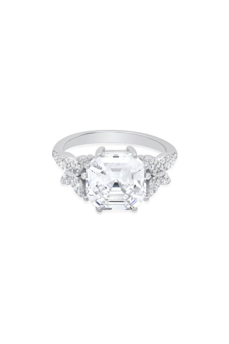 Sterling Silver Asscher Cut CZ Ring, Main, color, SILVER
