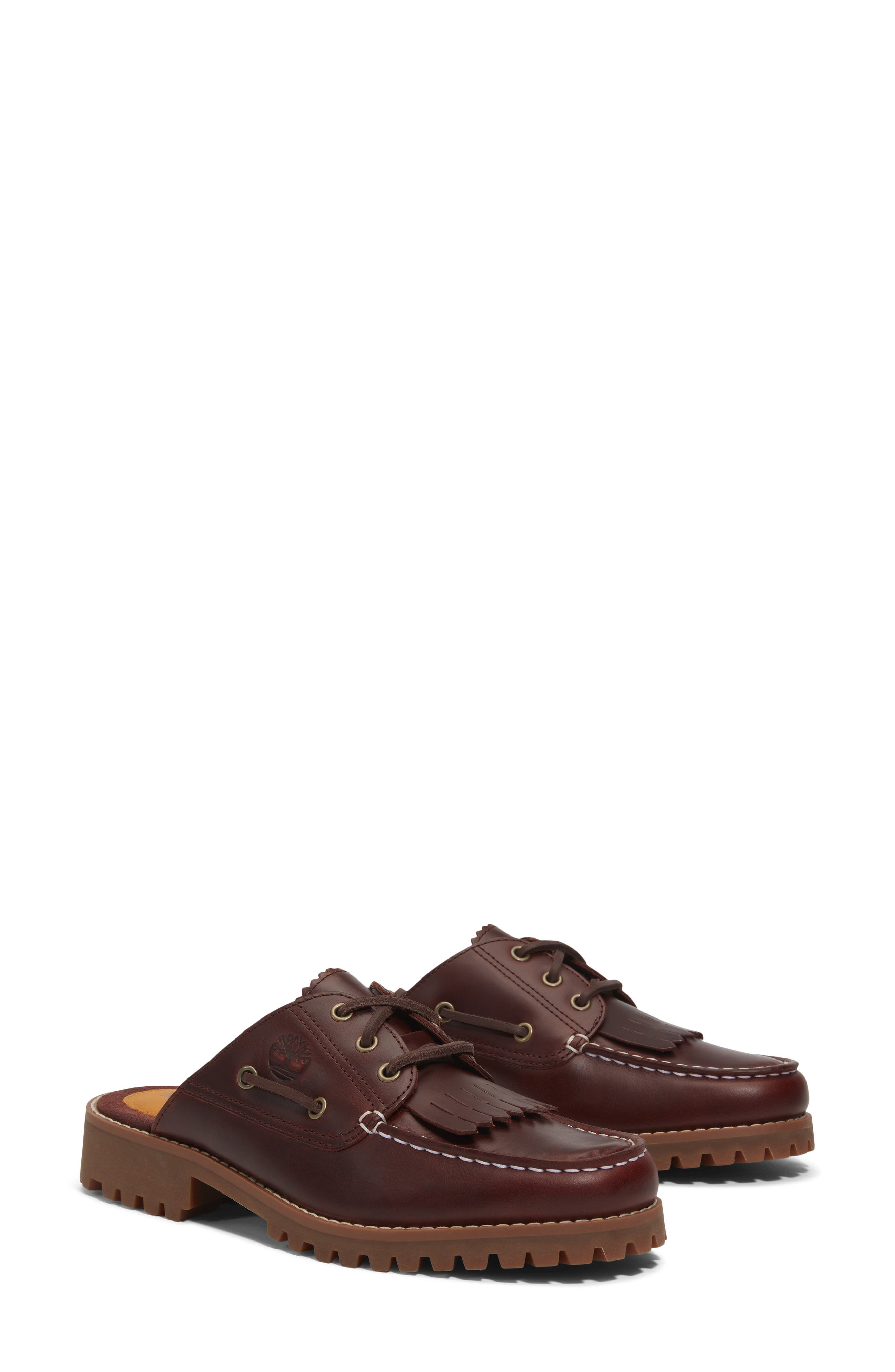 Timberland Authentic 3-Eye Lug Mule, Alternate, color, Burgundy Full Grain