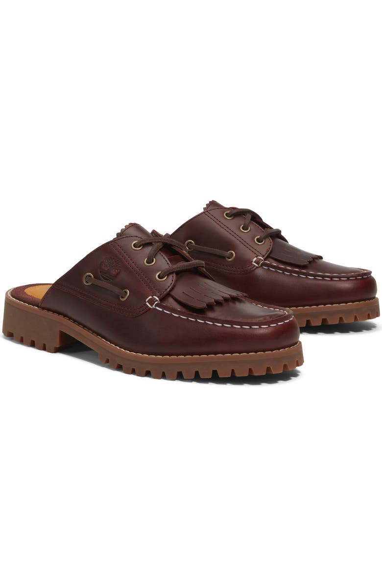 Timberland Authentic 3-Eye Lug Mule, Alternate, color, Burgundy Full Grain