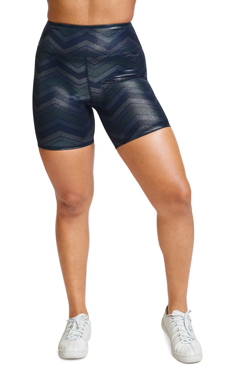 EleVen by Venus Williams Disco Chevron High Waist Tennis Bike Shorts, Main, color,