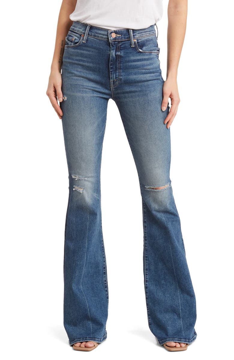MOTHER The Super Cruiser Distressed Flare Jeans, Main, color, 