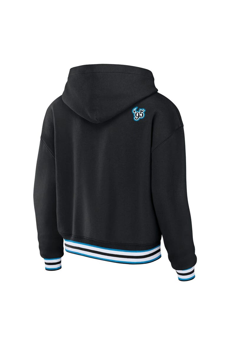 Women's WEAR by Erin Andrews Black Carolina Panthers Lace-Up Pullover Hoodie, Alternate, color, Black