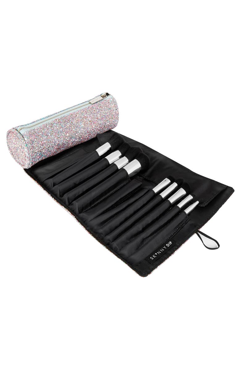 Skinnydip Treasure Glitter Cosmetics Roll Bag, Alternate, color, 