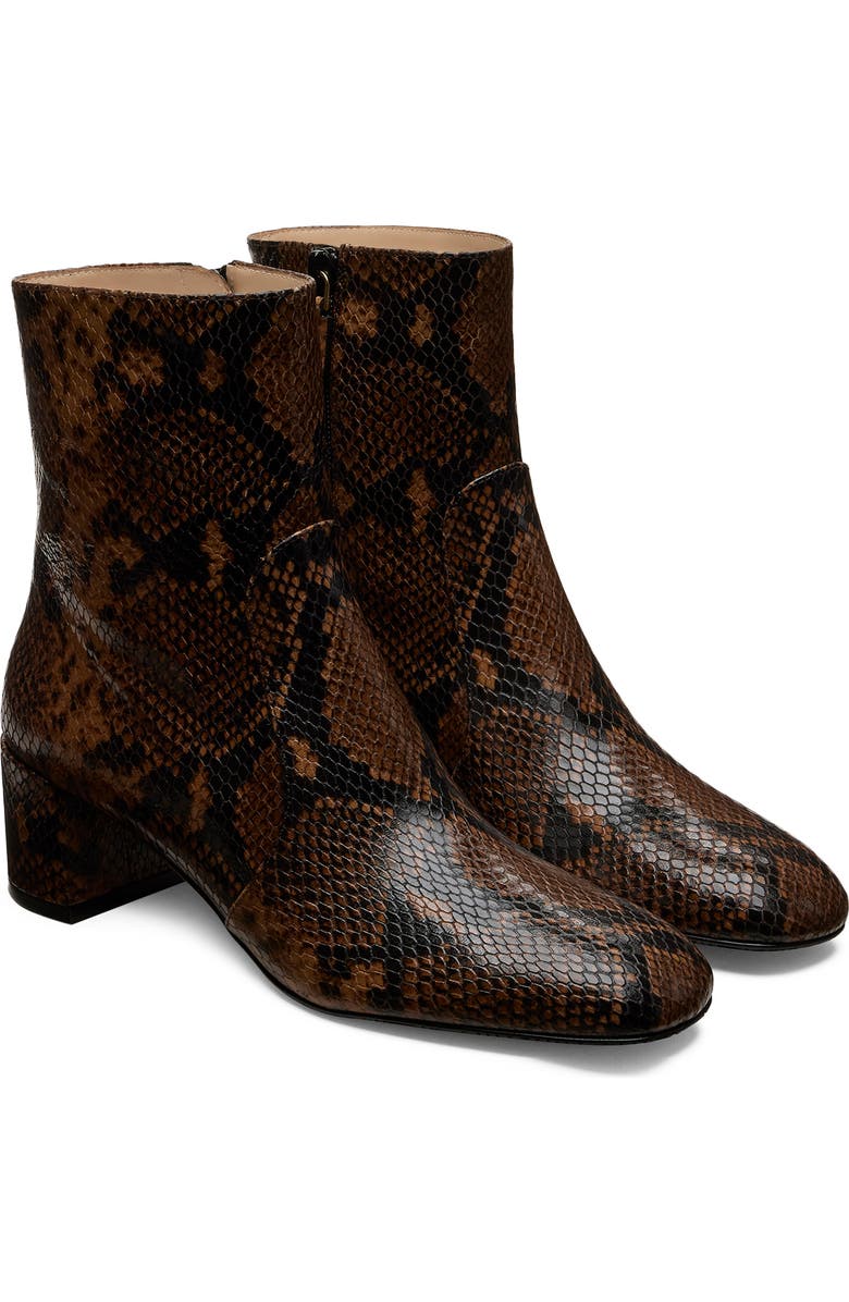 Stuart Weitzman Maeve Snakeskin Embossed Bootie, Alternate, color, Espresso
