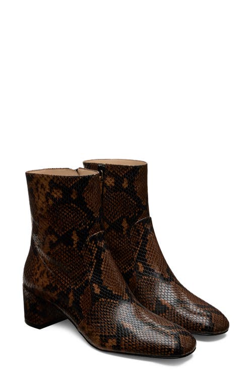 Stuart Weitzman Maeve Snakeskin Embossed Bootie In Brown
