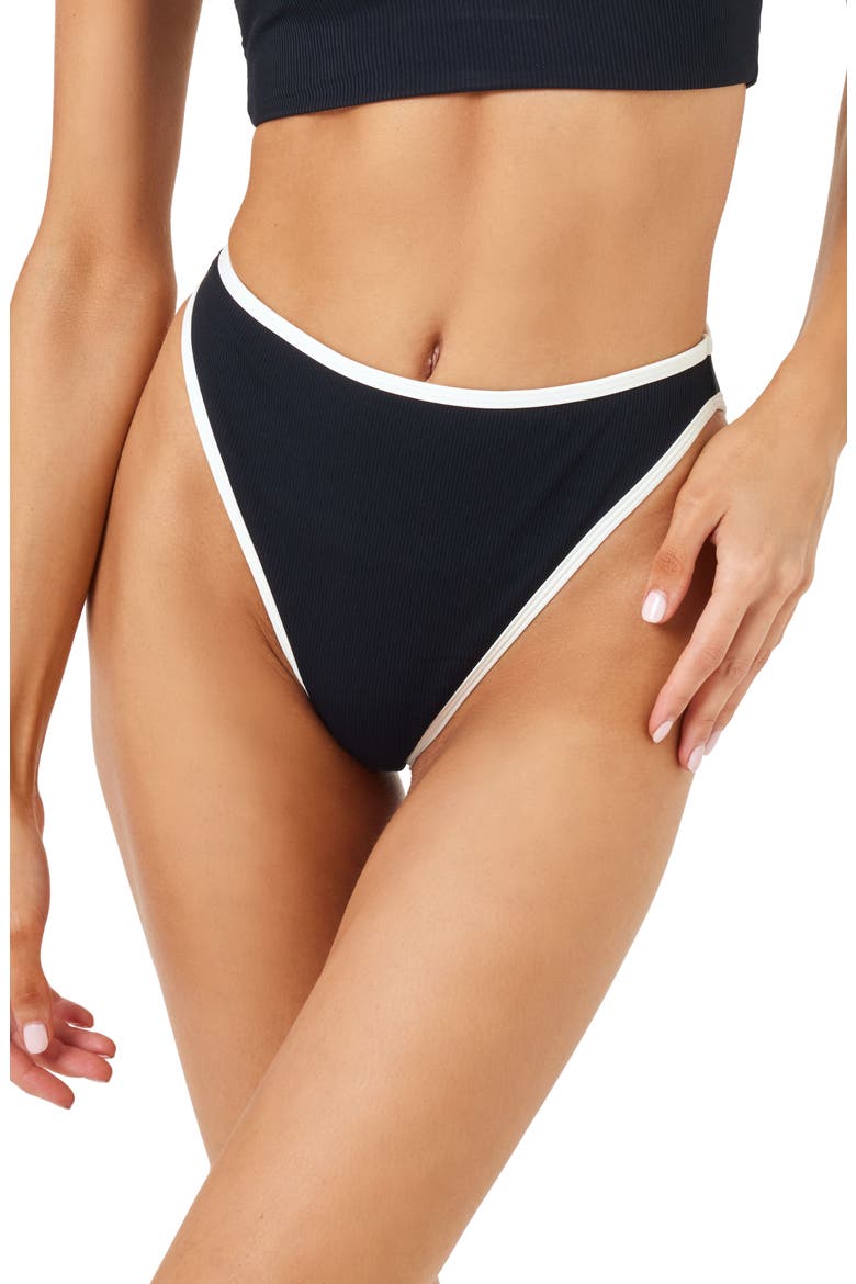 Nora Bitsy Bikini Bottoms, Main, color, BLACK/ CREAM