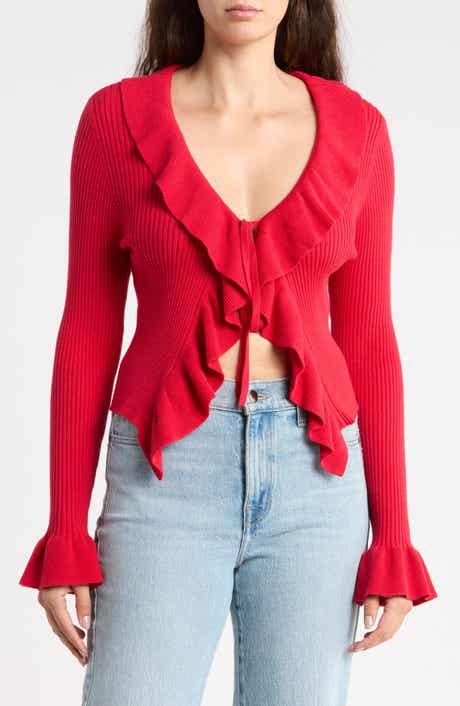 Ruffled Collar Bell Sleeve Sweater
