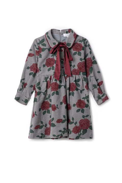 Printed Woven Dress with Neck Ribbon (Toddler, Little Kid & Big Kid)