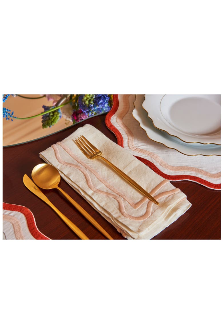 Set of 4 Embroidered Linen Napkins, Alternate, color, COLORBLOCK - PINK