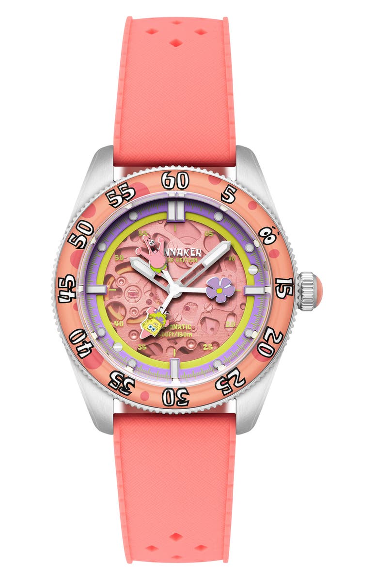SPINNAKER x SpongeBob SquarePants Croft Midsize Automatic Rubber Strap Watch, 40mm, Main, color,
