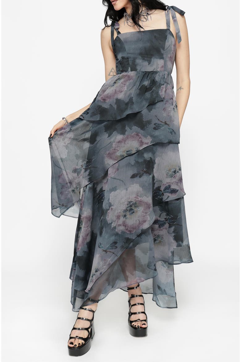 Ophelie Chiffon Tiered Maxi Dress, Main, color, Grey