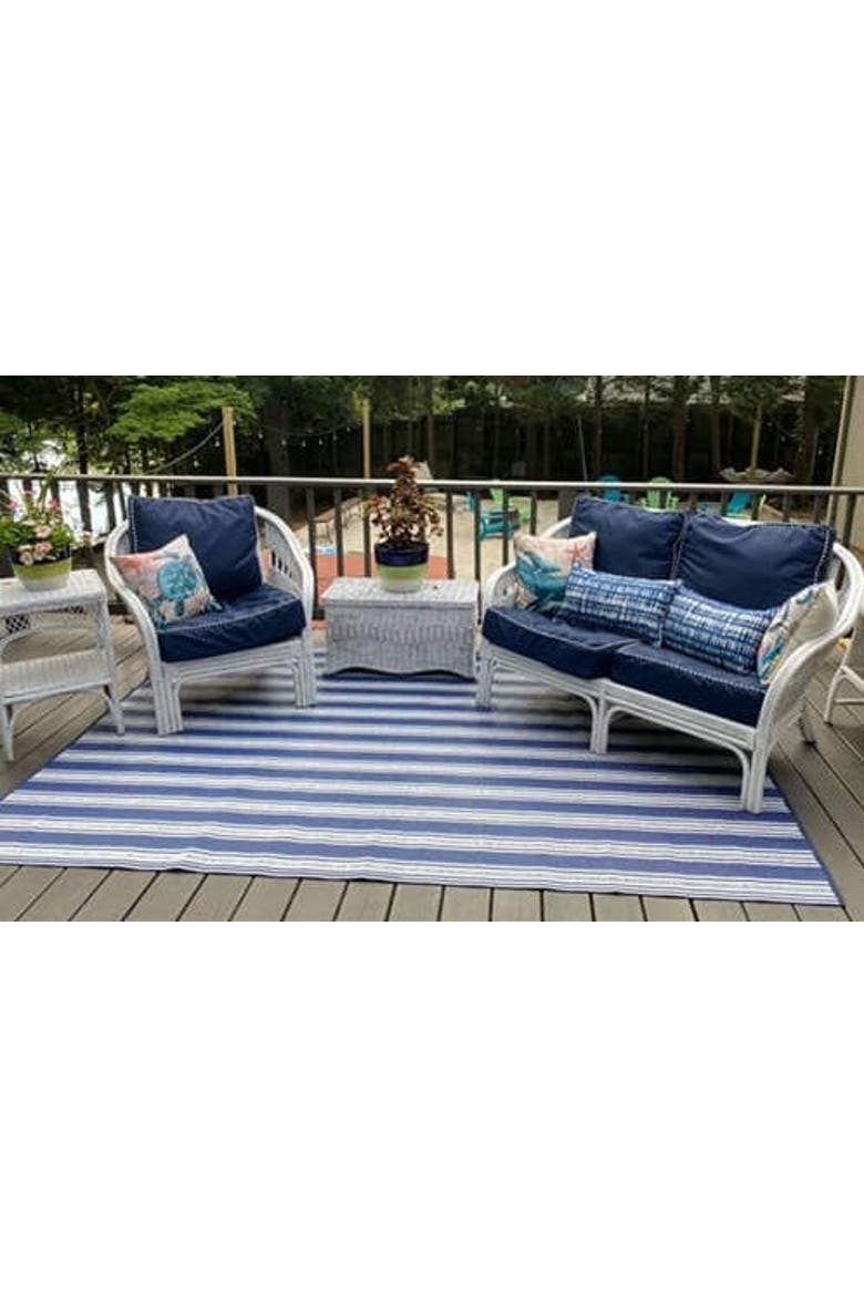 Vertical Stripe Rug, Alternate, color, Blue White - 6'x9'