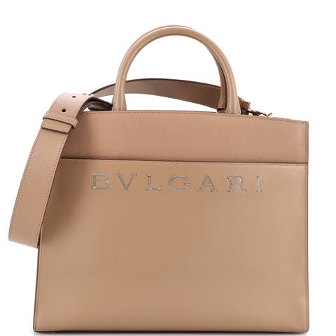 Embellished Logo Tote Bag Leather Medium