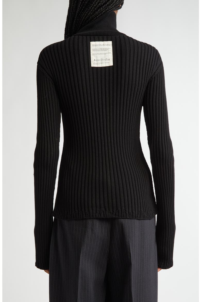 Koton Zip Cotton Rib Cardigan, Alternate, color, BLACK 900