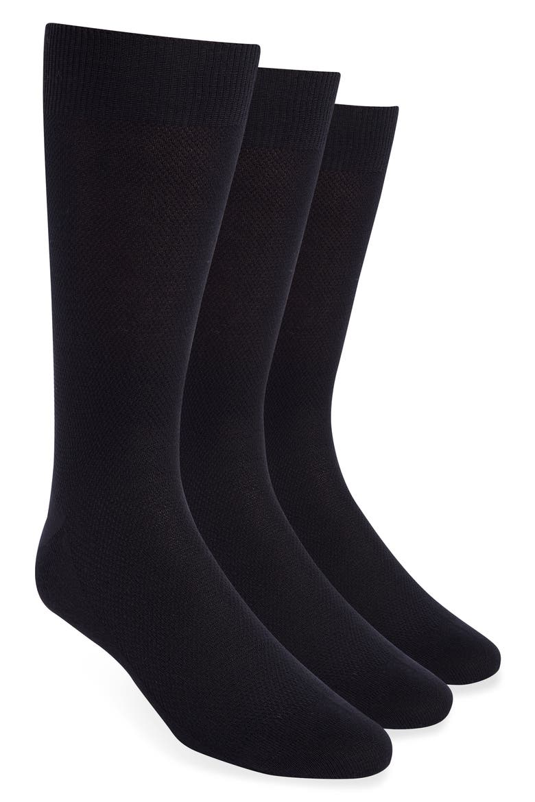 3-Pack Dress Socks, Main, color, BLACK