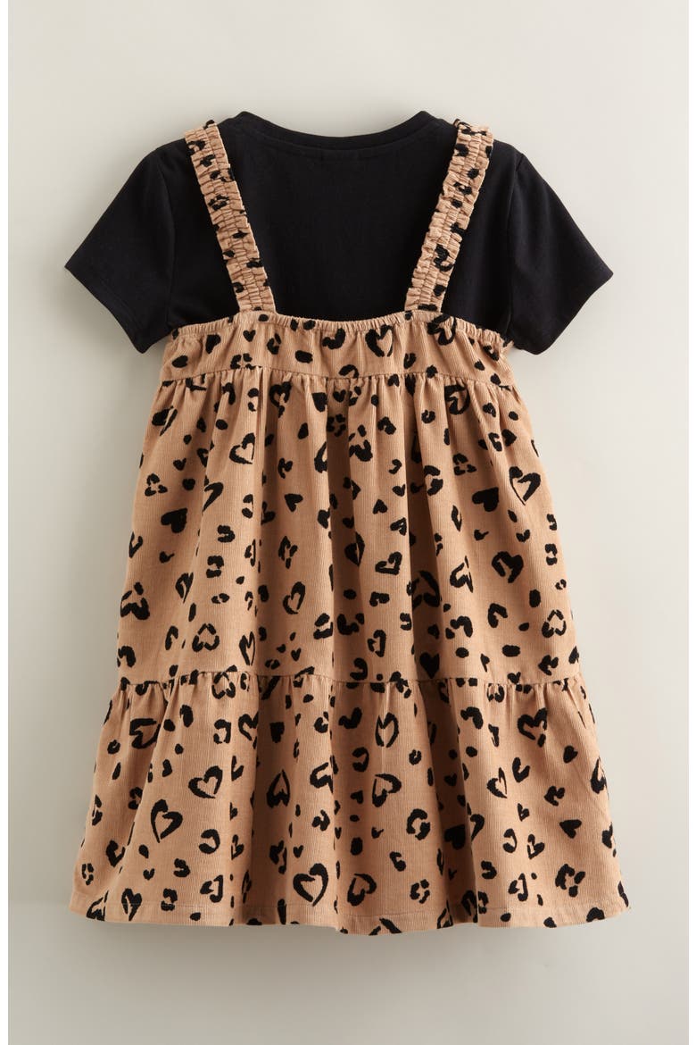Kids' Corduroy Dress & T-Shirt Set, Alternate, color, BLACK- TAN LEOPARD HEARTS