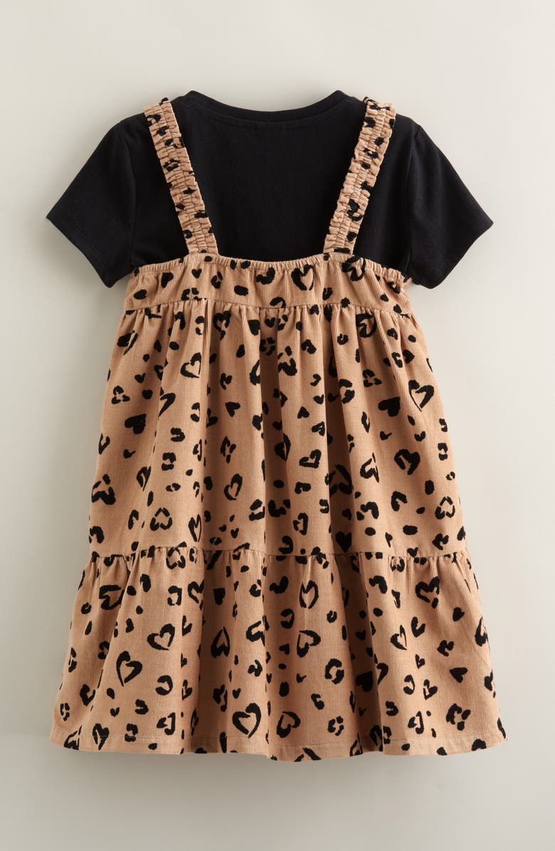 Tucker + Tate Kids' Corduroy Dress & T-Shirt Set, Alternate, color, Black- Tan Leopard Hearts