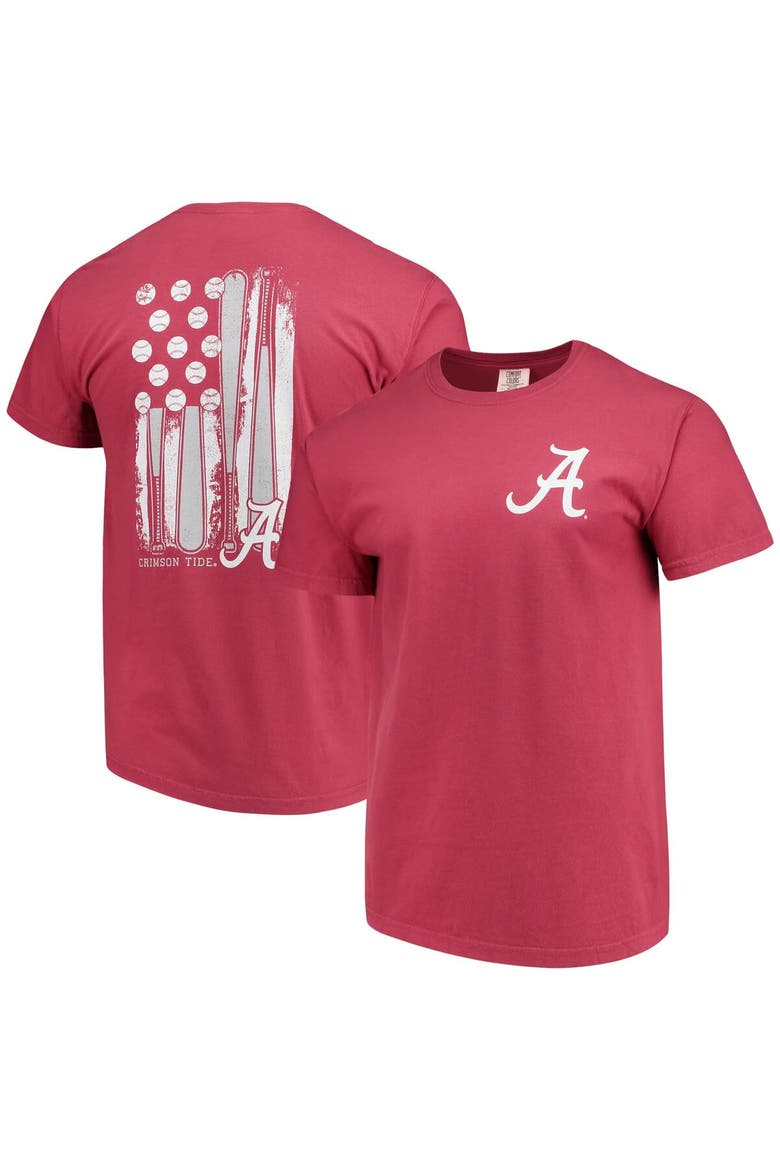 Men's Crimson Alabama Crimson Tide Baseball Flag Comfort Colors T-Shirt, Main, color, Crimson