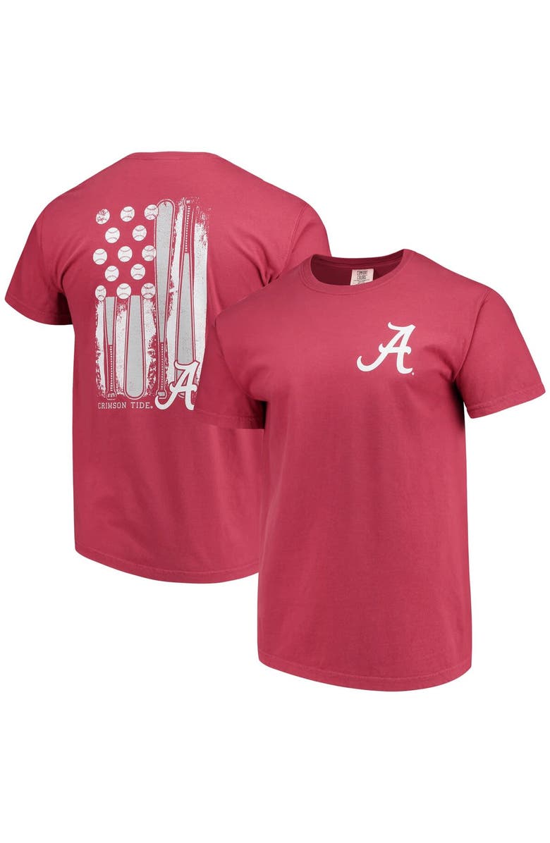 IMAGE ONE Men's Crimson Alabama Crimson Tide Baseball Flag Comfort Colors T-Shirt, Main, color,