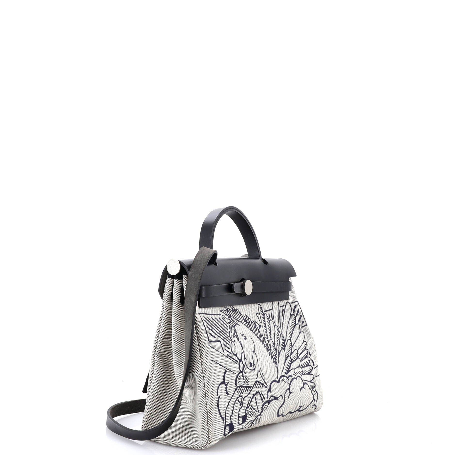 Pre-Owned Hermes Herbag Zip Pegase Pop Toile and Leather 31, Alternate, color, Noir