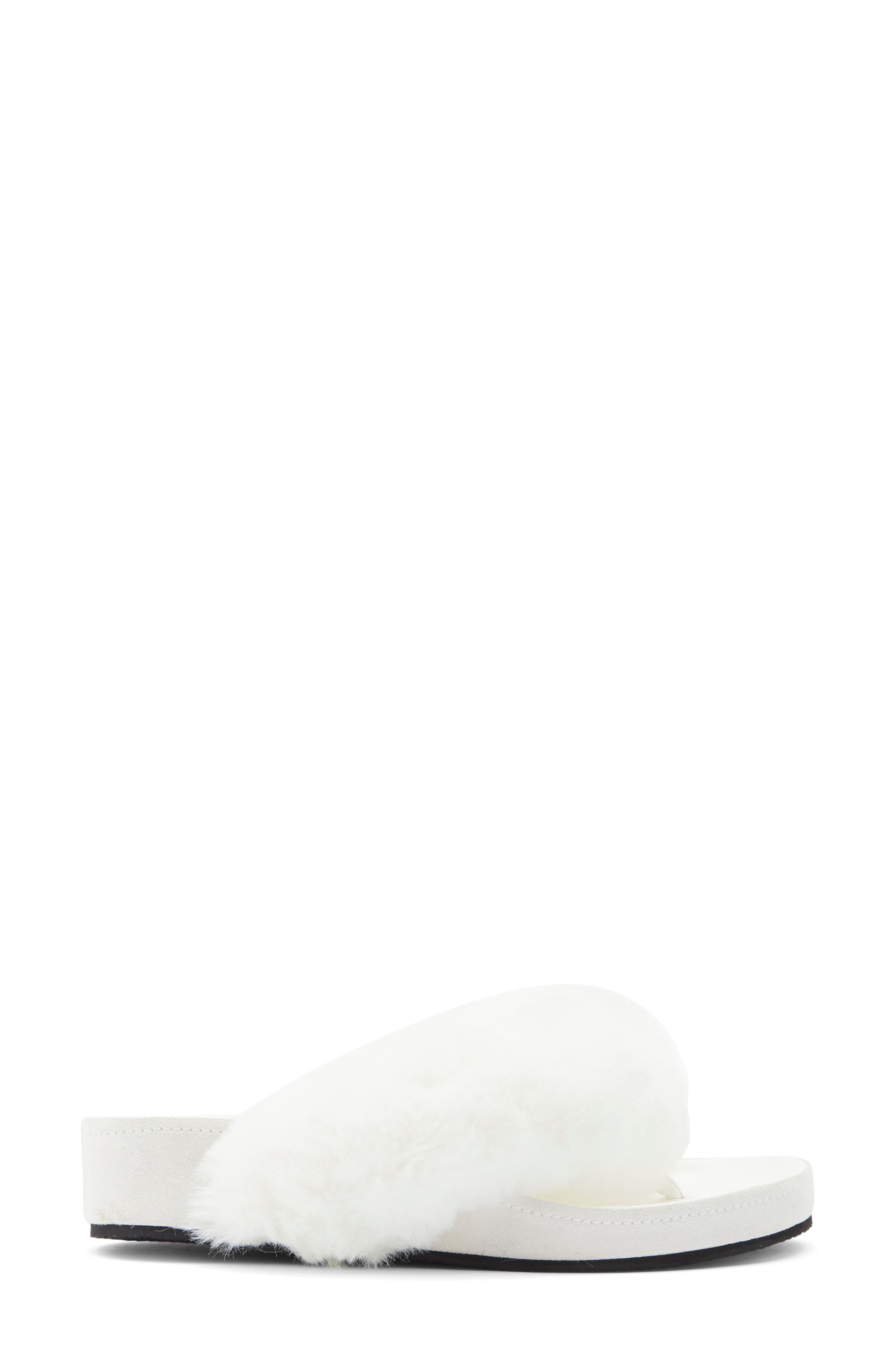 Delulu Faux Fur Flip Flop, Alternate, color, WHITE COMBO