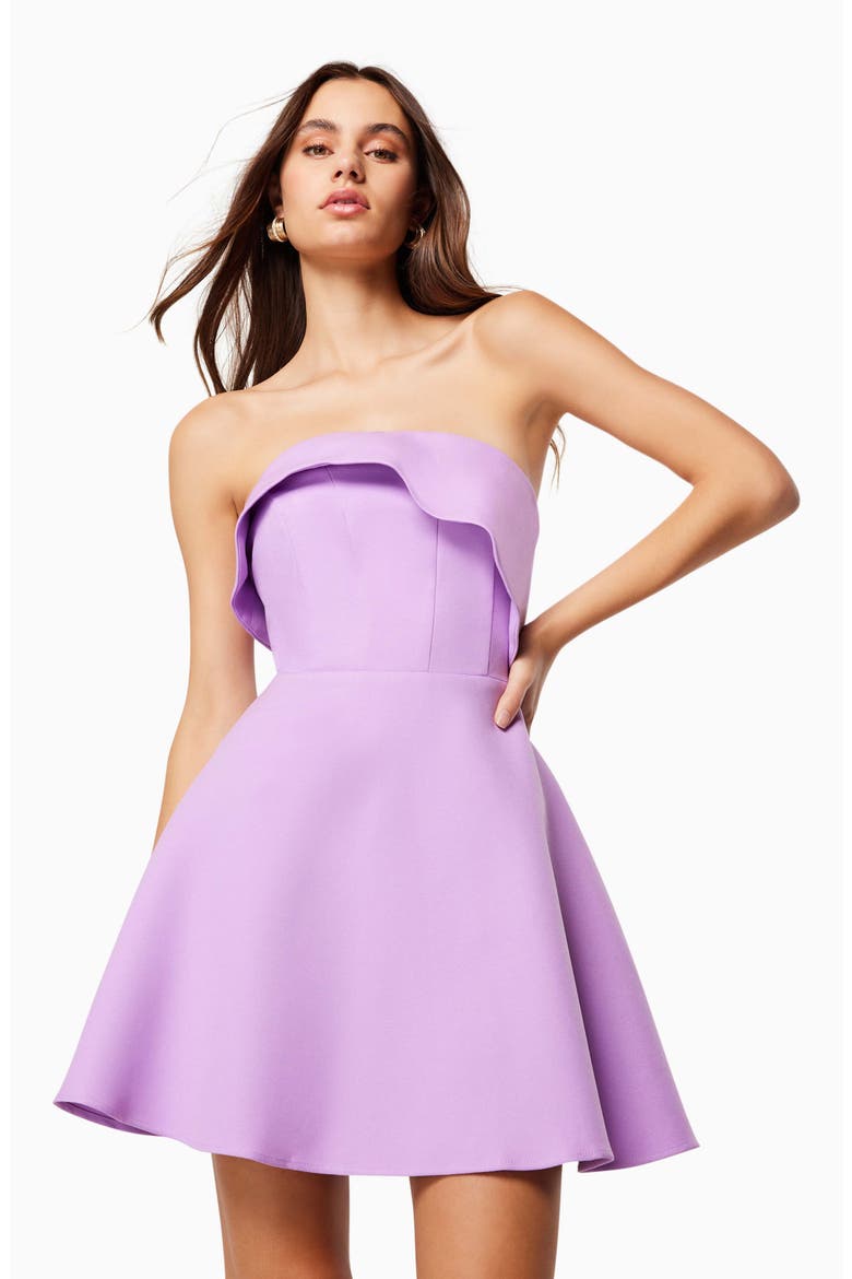 Maelle Strapless Flare Minidress, Alternate, color, LILAC