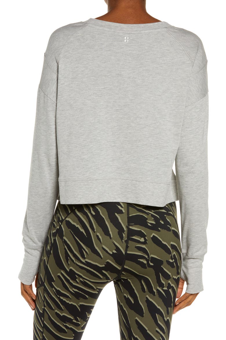After Class Cotton Blend Crop Sweatshirt, Alternate, color, LIGHT GREY MARL