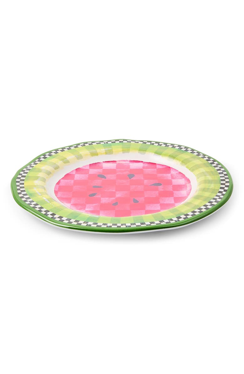 MACKENZIE CHILDS Set of 4 Watermelon Melamine Dinner Plates, Alternate, color, Green