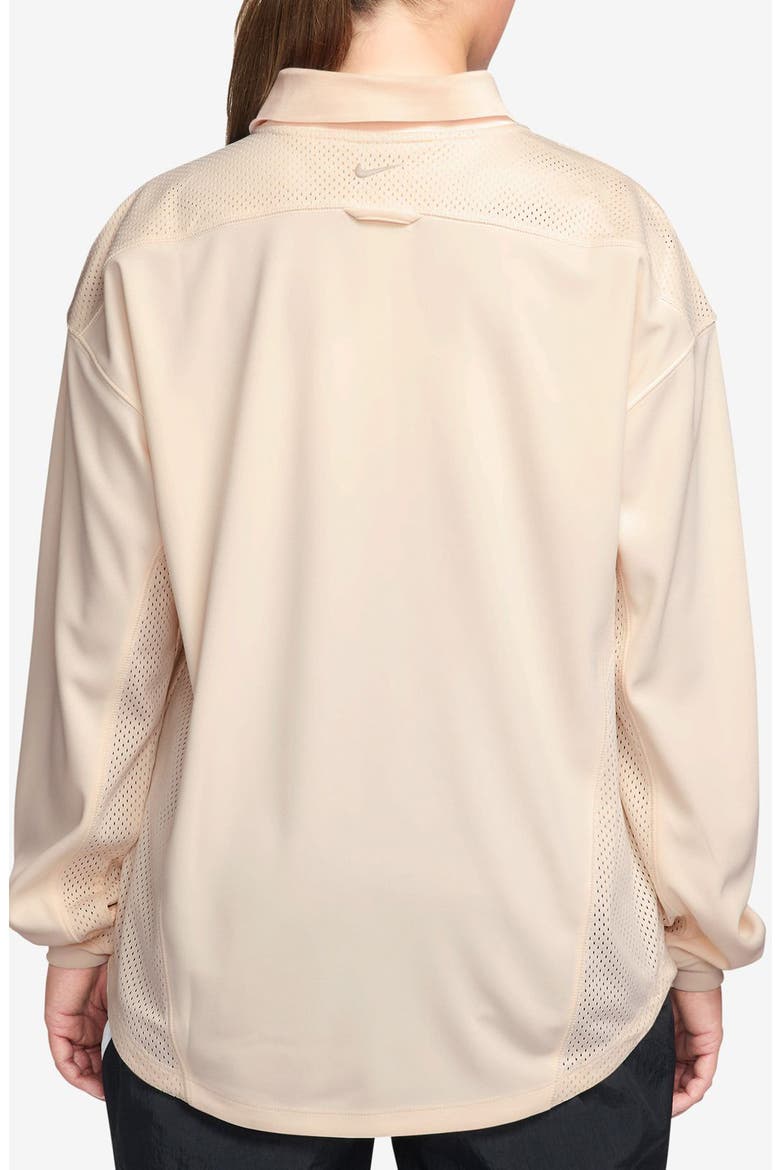 Sportswear Oversize Long Sleeve Jersey Button-Up Shirt, Alternate, color, 103 CHALK/CHALK
