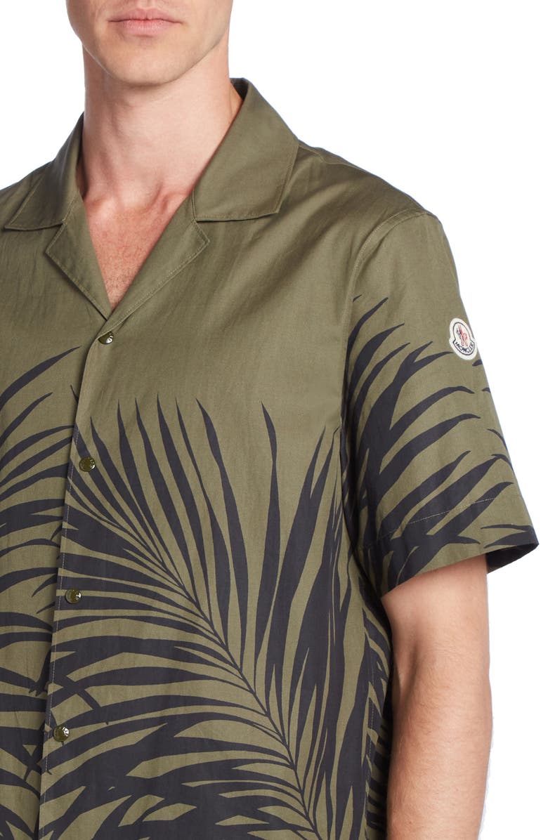 Moncler Fern Print Cotton Poplin Camp Shirt, Alternate, color, 