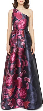 Kay Unger Dianna One-Shoulder Evening Gown