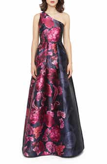 Kay Unger Dianna One-Shoulder Evening Gown