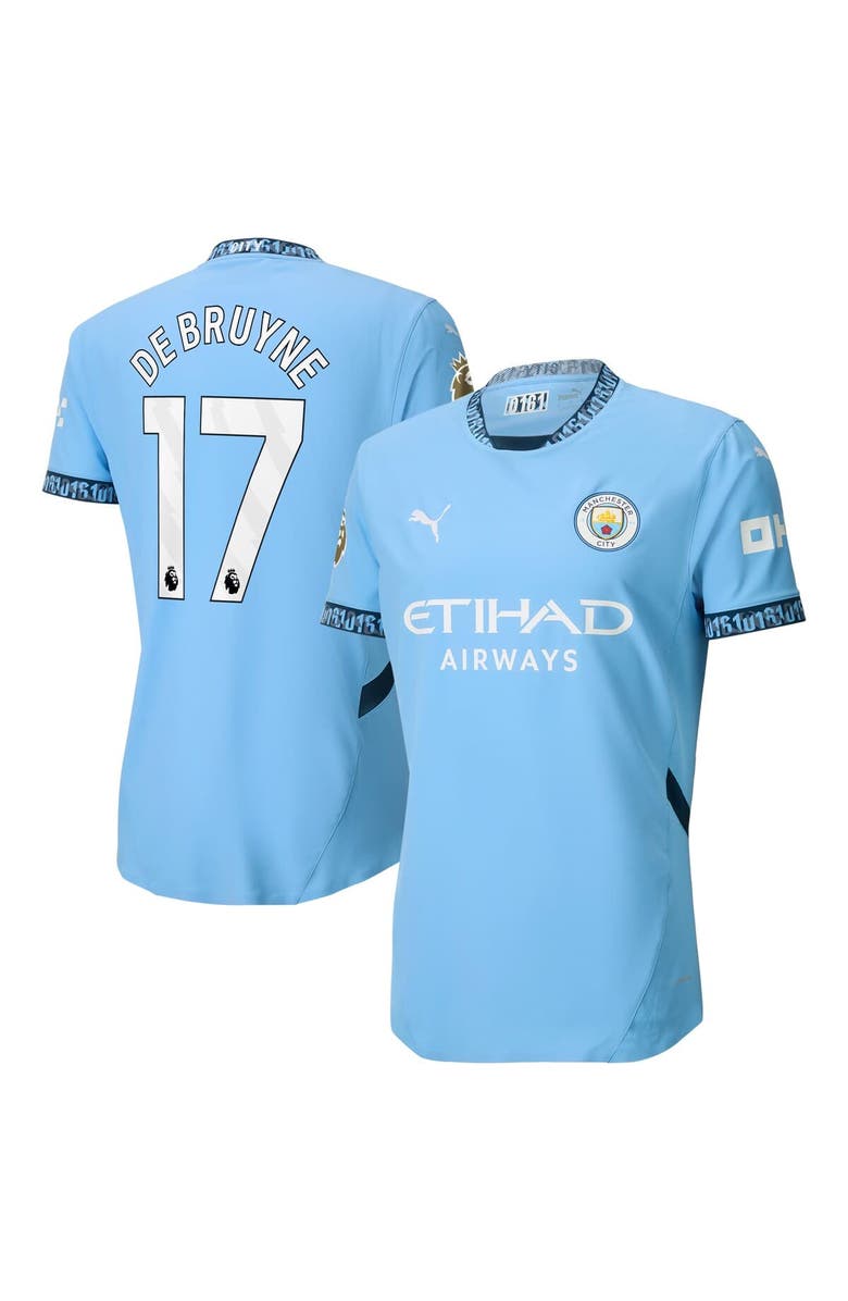 PUMA Men's Puma Kevin De Bruyne Light Blue Manchester City 2024/25 Home Authentic Player Jersey, Main, color,