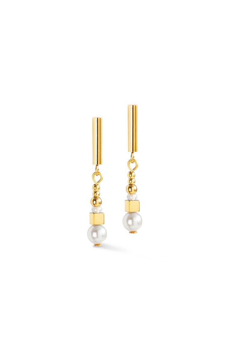 Shimmering Princess Pearls Gold Earrings, Main, color, White