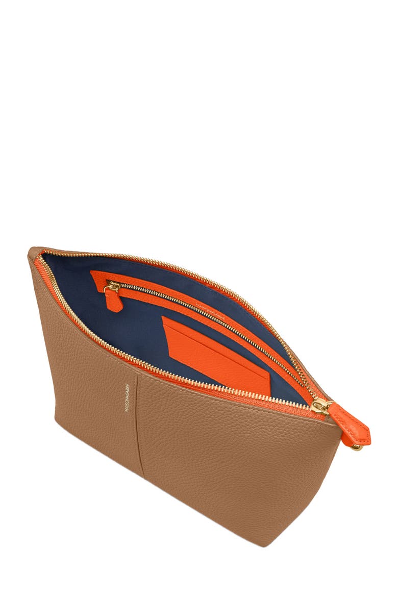 Medium Leather Flaire Pouch, Alternate, color, Manhattan Sandstone