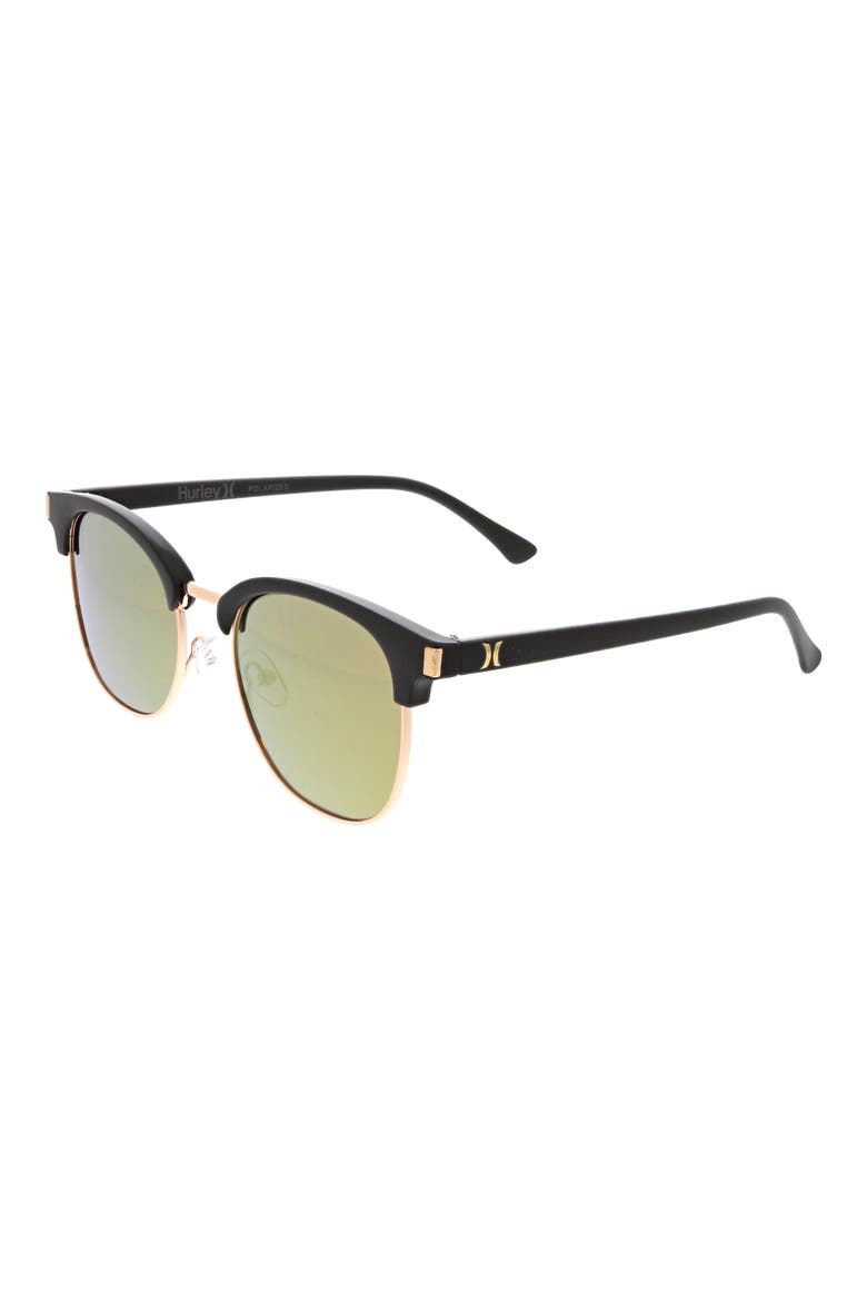 52mm Retro Half Rim Sunglasses, Alternate, color, MATTE BLACK