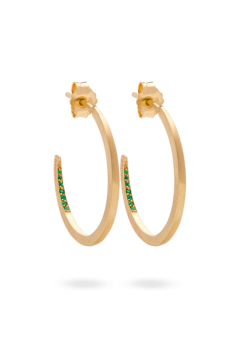 Crescent Moon Hoops Emerald, Main, color, Emerald
