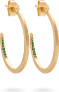 Eloise Jewelry Crescent Moon Hoops Emerald