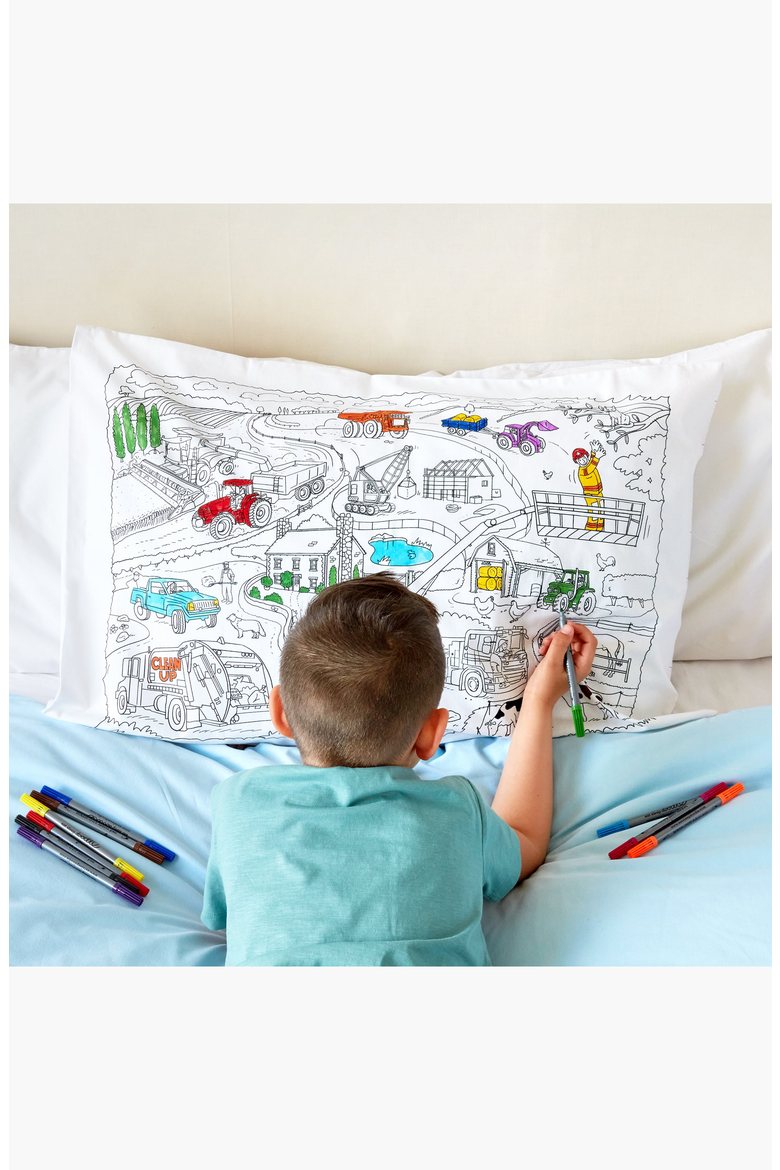 Color Your Own Pillowcase Farmyard, Alternate, color, White