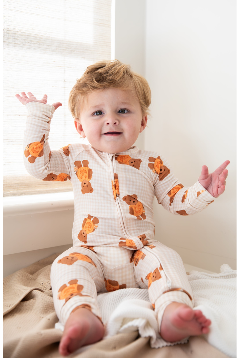 Little Boo Bear Gingham Romper, Alternate, color, Gingham Little Boo Bear