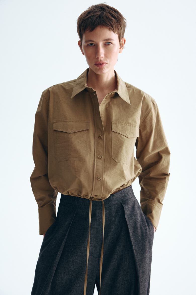 Drawstring Shirt, Alternate, color, Dark beige