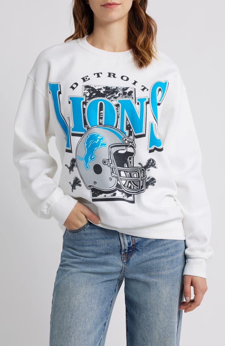Junk Food NFL Lions Conversion Graphic Sweatshirt, Main, color, White
