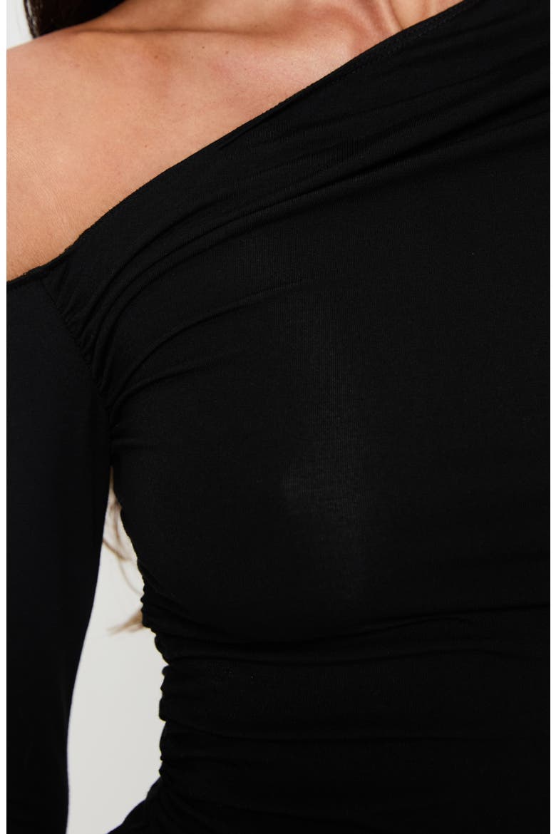 Beller One-Shoulder Crop Top, Alternate, color, BLACK