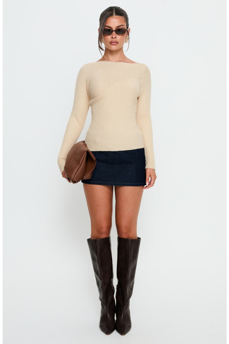 Cassye Ribbed One-Shoulder Top, Alternate, color, BEIGE