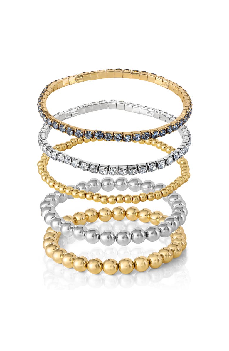 Jessica Simpson Crystal Stretch Bracelet, 5 Piece Set, Alternate, color, Gold
