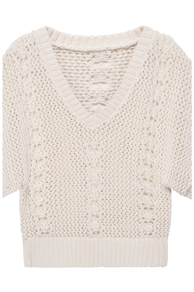 Open Knit Crochet Top, Alternate, color, Ivory