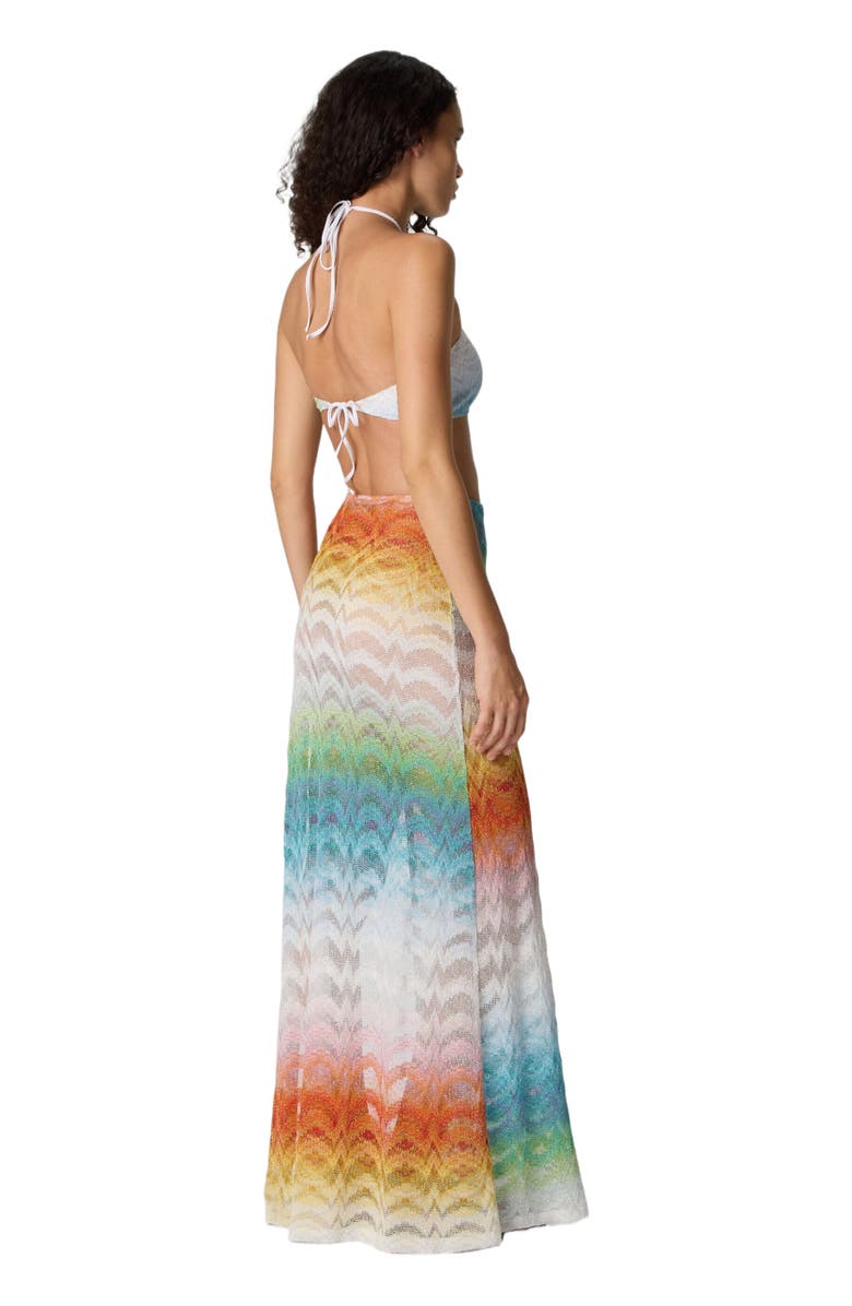 Missoni Long Skirt In Shaded Lamé Viscose With Slit, Alternate, color, Multicoloured